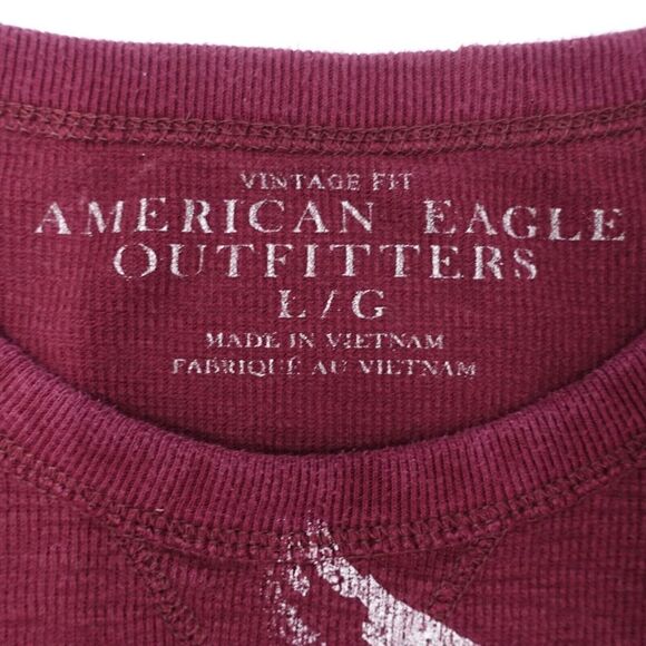 American Eagle Outfitters T-Shirt Mens Large Red Knitted Crew Neck Long Sleeve - Picture 2 of 5